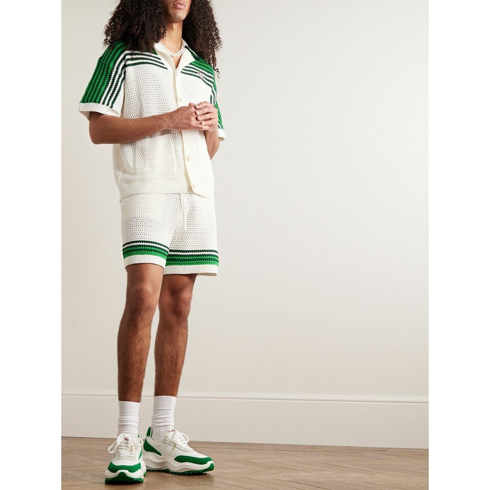 Size Large - Casablanca Tennis Club Logo-Appliquéd Crocheted Cotton Set White